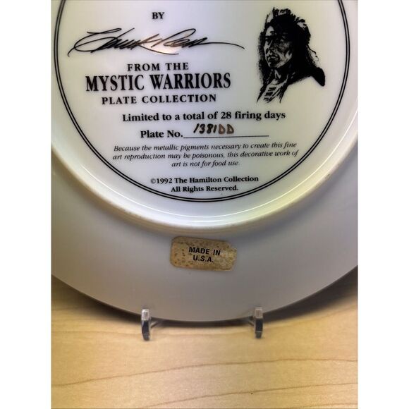 Vintage DELIVERANCE Collector Plate From MYSTIC WARRIORS Hamilton Collection - Picture 5 of 5
